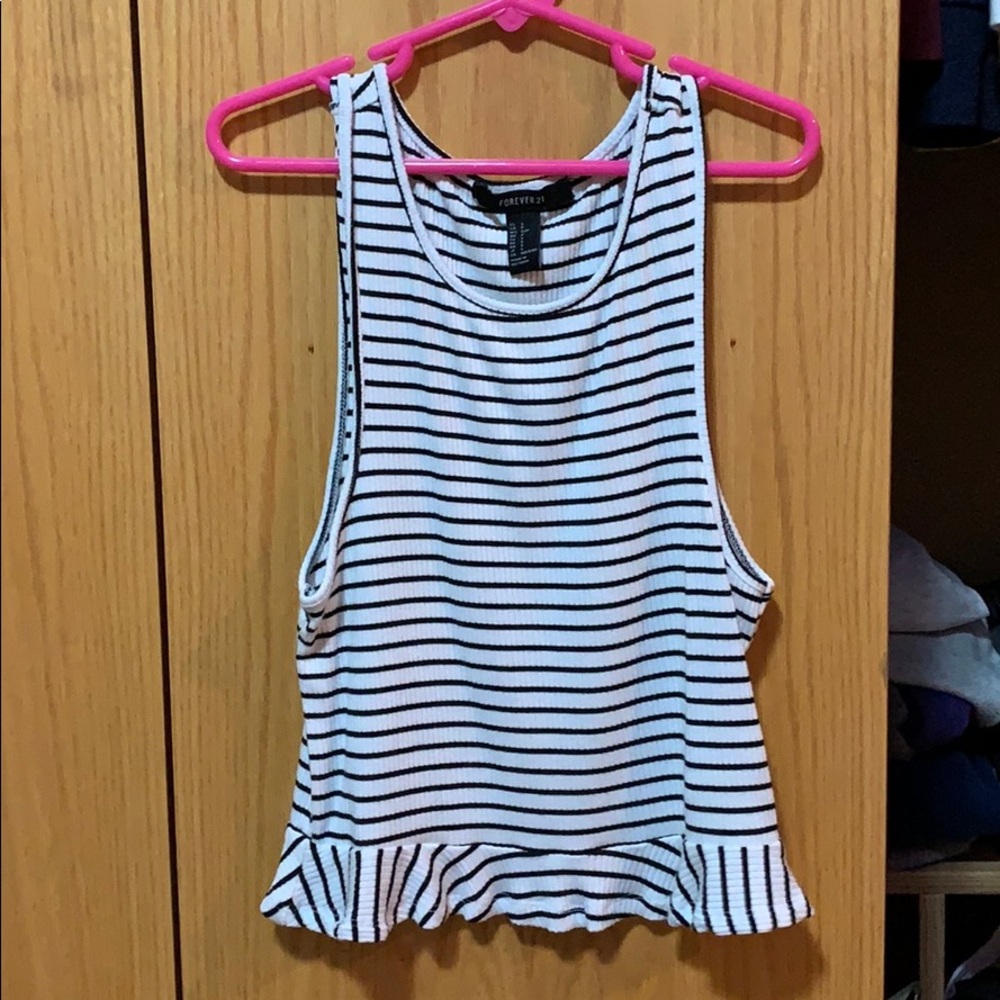 black and white striped crop top